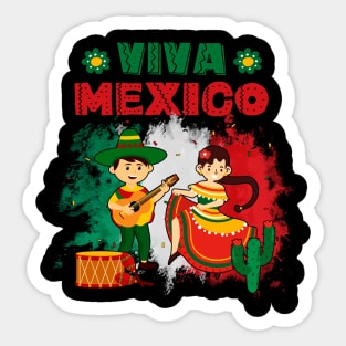 Mexican Independence Viva Mexico Boy Girl Maracas Guitar Sticker